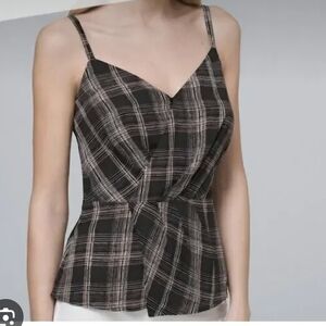 White House Black Market Black and Gray Asymmetrical Camisole Size 10